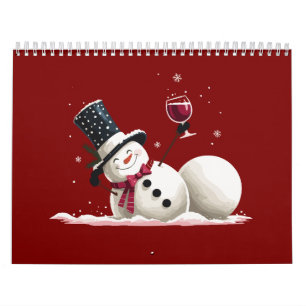 Calendrier Bonhomme de neige avec vin cadeau de Noël vacances