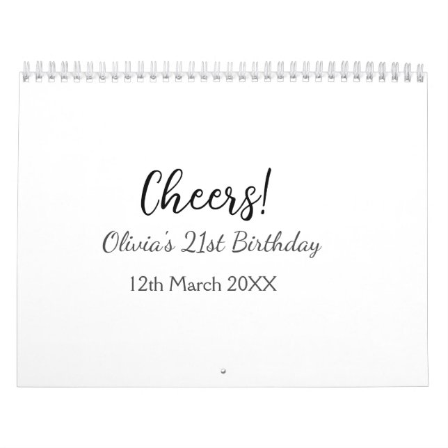 Calendrier Bonjour 21e anniversaire ajouter nom date simple m (Protection)