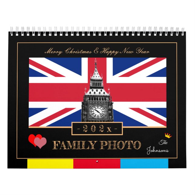Calendrier Bonne année 2026, drapeau britannique, Big Ben UK (Protection)