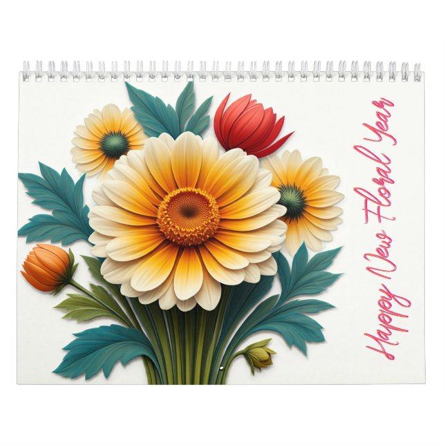 Calendrier Bonne année florale (Protection)