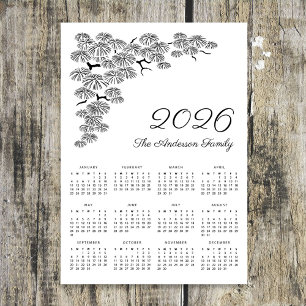 Calendrier botanique élégant de branche de pin 202