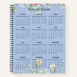 Calendrier Botanique Élégant Simple 2026 Cahier