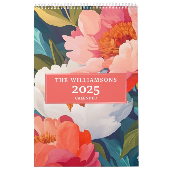 Calendrier Boucles d'aquarelle vibrante maximaliste 2025 (Protection)
