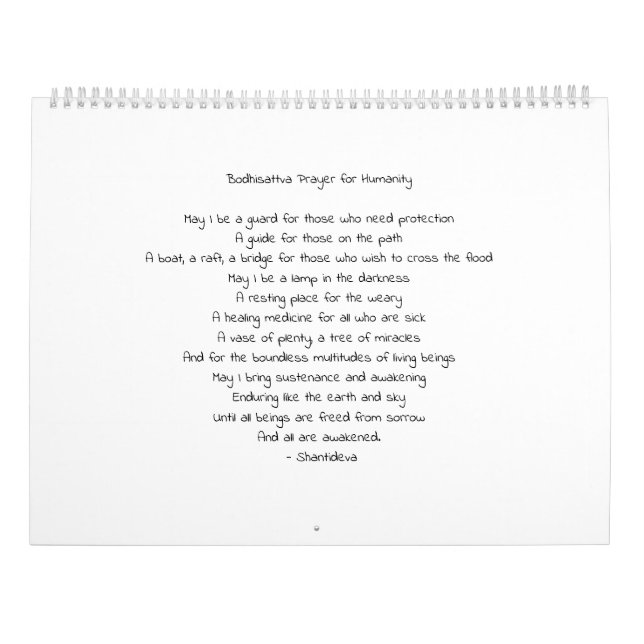 Calendrier Bouddha tout simple (Dos)