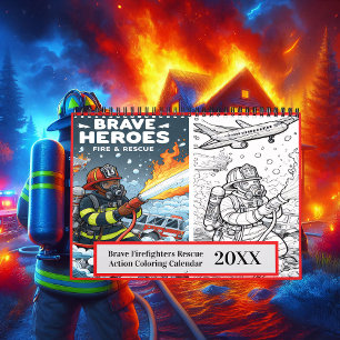 Calendrier Brave pompiers Secourir Action Coloration 20xx