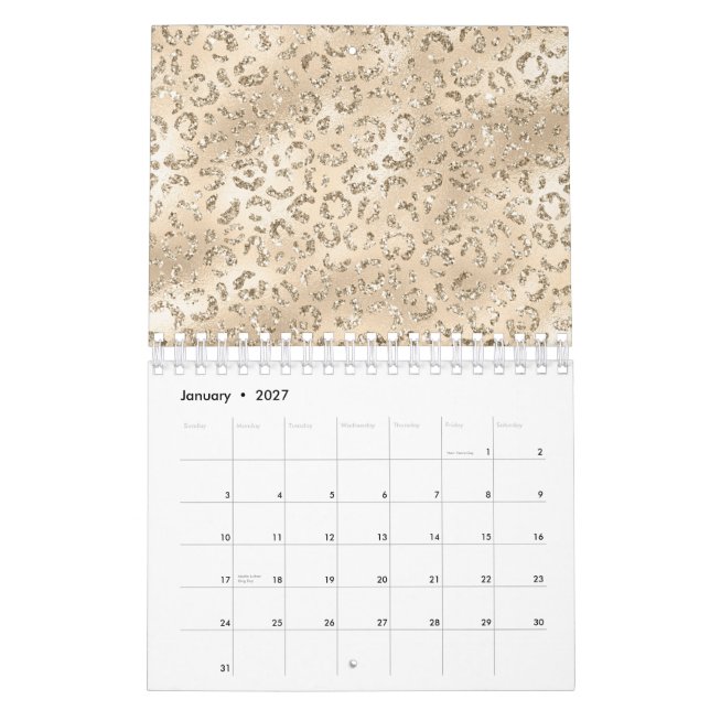 Calendrier Brown Cheetah Leopard Skin Imprimer Motif Animal (Jan 2027)