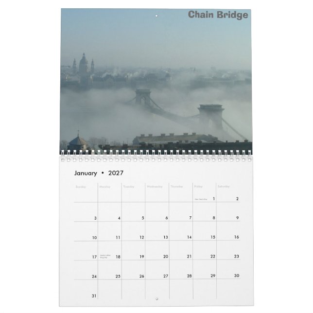 Calendrier Budapest et le Danube (Jan 2027)