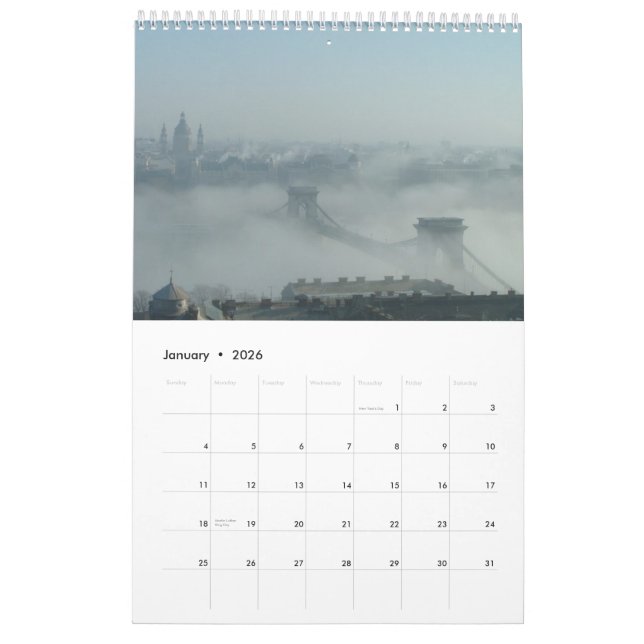 Calendrier Budapest et le Danube (Jan 2026)