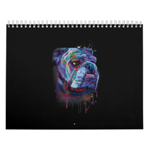 Calendrier Bulldog Coloré Anglais Cadeau A Bulldog Anglais