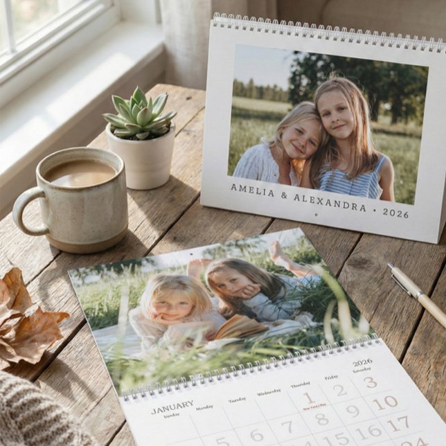Calendrier Bureau de photos des petits-enfants Simple Moderne (Créateur téléchargé)