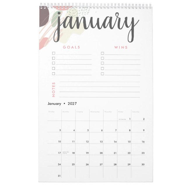 Calendrier Buts et gagne Pastel Abstrait (Jan 2027)