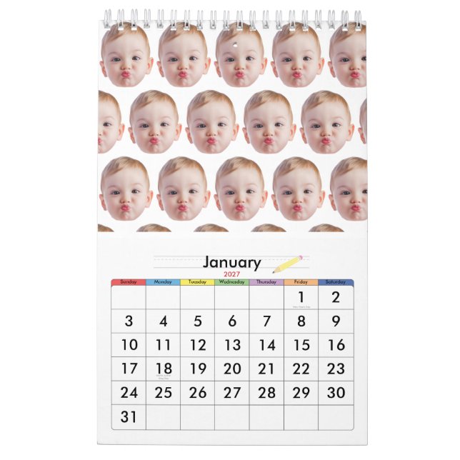 Calendrier Cadeau de visage de conception personnalisée pour  (Jan 2027)