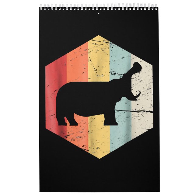 Calendrier Cadeau Hippo Hippopotamus Retro vintage Amateurs (Protection)