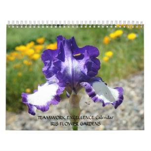 CALENDRIER CADEAU OFFICE Fleurs Iris Travail d'équ