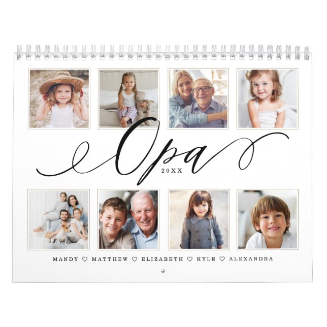 Calendrier Cadeau pour Opa| Photos de la famille des petits-e (Protection)