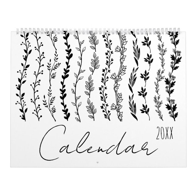 Calendrier Cadran simple à branches florales (Protection)