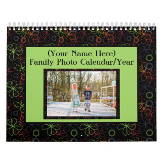 Calendrier Cadres colorés Famille Photo 1 par page