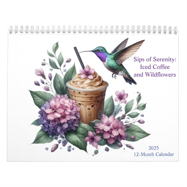 Calendrier Café glacé et aquarelle Fleur sauvage Art 2025 (Protection)