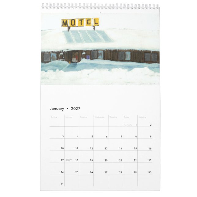 Calendrier Calandre de peintures aléatoires de Jeanine Leclai (Jan 2027)