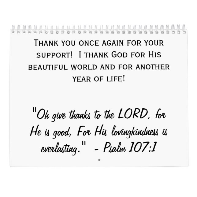 Calendrier Calendar (Dos)