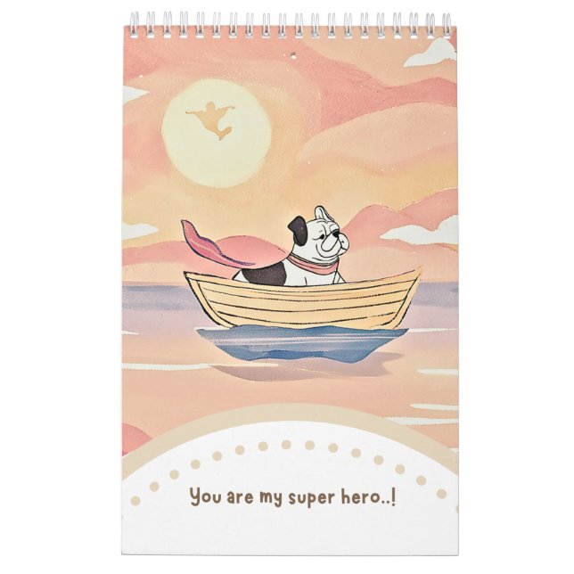 Calendrier Calendar cute bulldog (Dos)