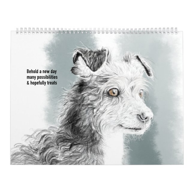 Calendrier Calendar of pet drawings with cute haikus for each (Protection)