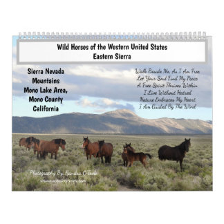 Calendrier Calendrier, Chevaux Sauvages, Sierra orientale, Ca