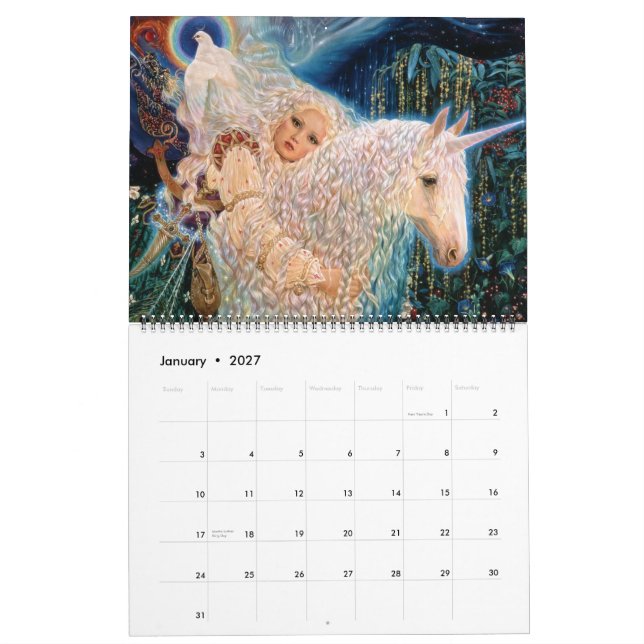 Calendrier "Calendrier de la licorne mystique" par Elizabeth (Jan 2027)
