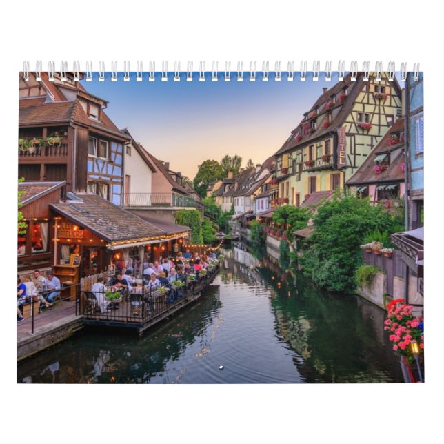 Calendrier Canal d'eau Fleur Alsace France (Protection)