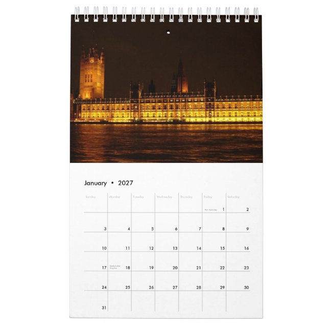 Calendrier Capitales européennes - 2012 (Jan 2027)