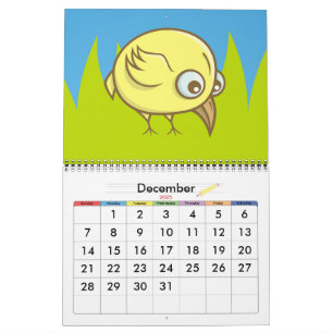 Calendrier Caricature d'oiseau jaune