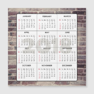Calendrier Carré 2018 Mur en briques magnétiques