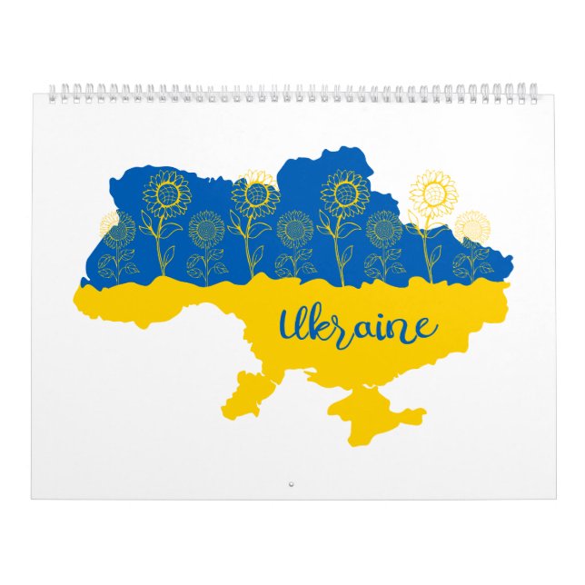 Calendrier Carte de l'Ukraine avec tournesol et drapeau ukrai (Protection)