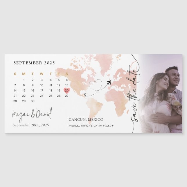 Calendrier Carte du monde de destination Mariage d (Devant)