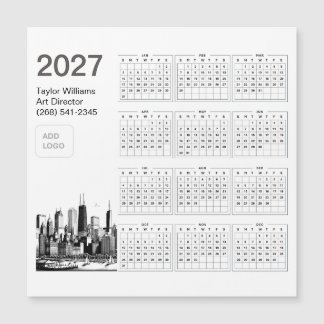 Calendrier Carte Logo Chicago 2027 Minimaliste