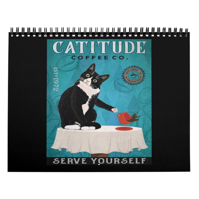 Calendrier Catitude Tuxedo Cat Coffee Company Funny Tuxedo (Protection)