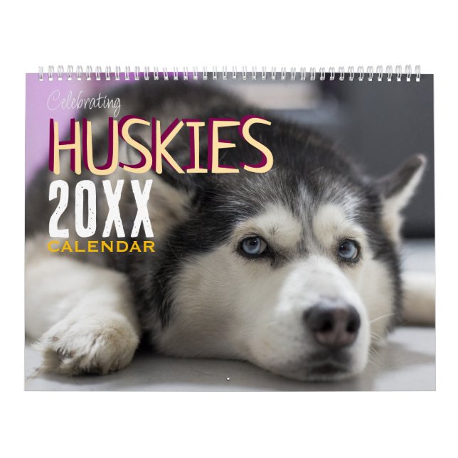 Calendrier Célébration de Huskies Mur de Chien (Protection)