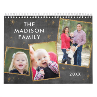 Calendrier Chalkboard & Faux Gold Parties scintillant Photo C
