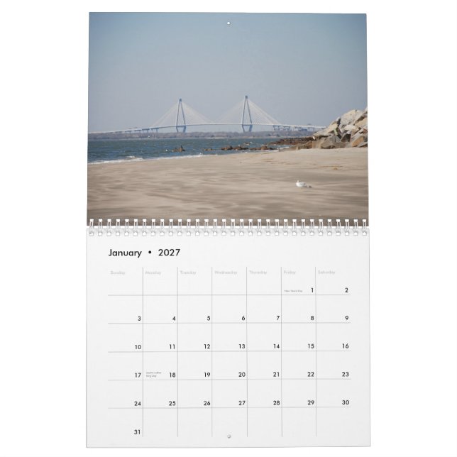 Calendrier Charleston, la Caroline du Sud (Jan 2027)
