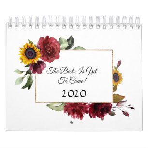 Calendrier Charm Burgundy Sunflowers Inspirational Citation 2