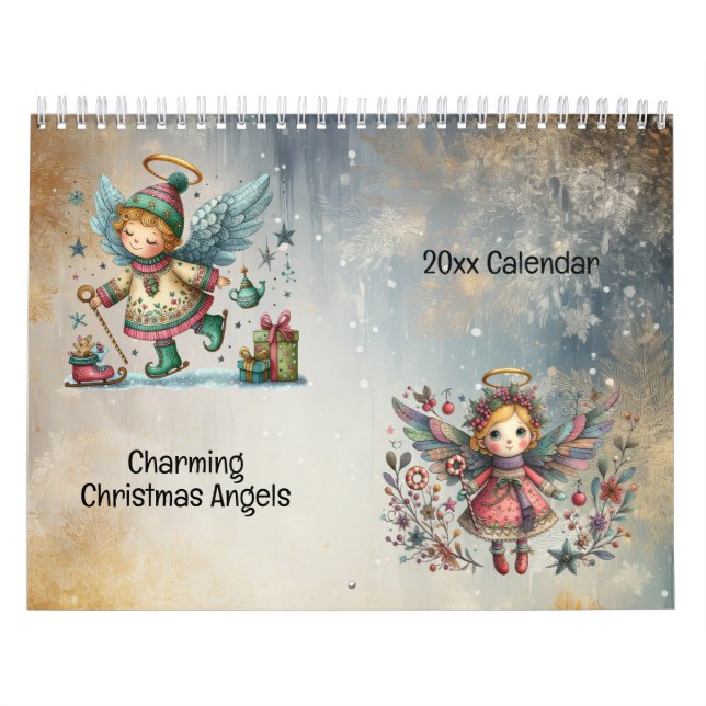 Calendrier Charme Noël Angels style Art populaire (Protection)