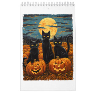 Calendrier Chat noir Halloween Amoureux de les chats Starry N
