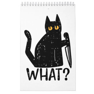 Calendrier Chat Noir Quel Couteau Drôle animal meurtrier d'Ha