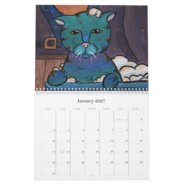 Calendrier Chats 2010 d'art (Jan 2027)