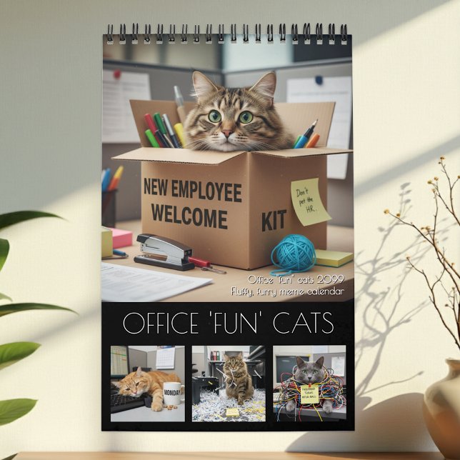 Calendrier Chats Amusants au Bureau 2026 / Calendr (Office Fun Cats Calendar / cats meme photo)