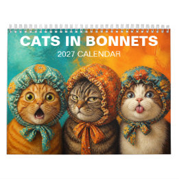 Calendrier Chats Fantaisistes en Bonnets Floraux 2027