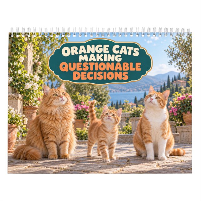 Calendrier Chats oranges drôles prenant des décisions discuta (Protection)