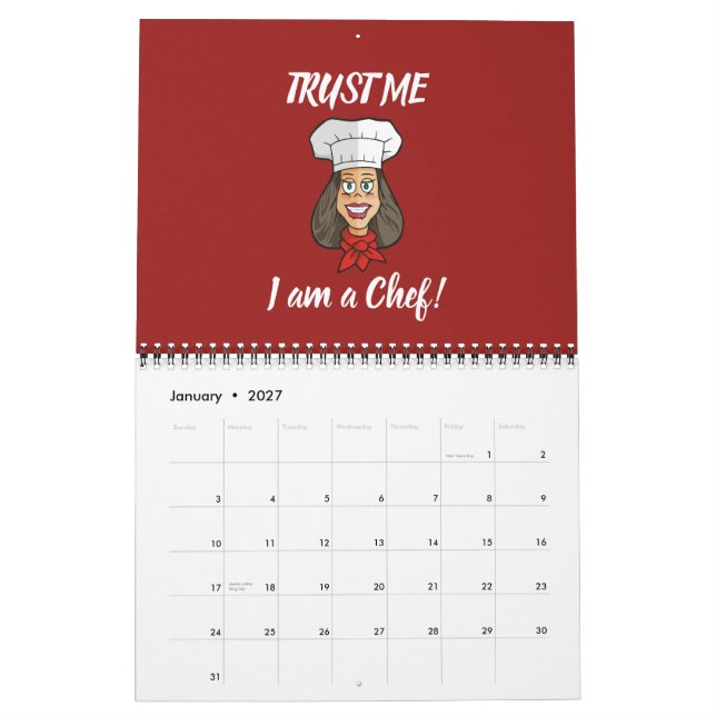 Calendrier Chef femme (Jan 2027)