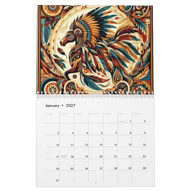 Calendrier Cheval amérindien (Jan 2027)