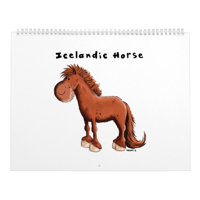 Calendrier Cheval Islandais mignon - Chevaux - Dessin - Cadea (Protection)